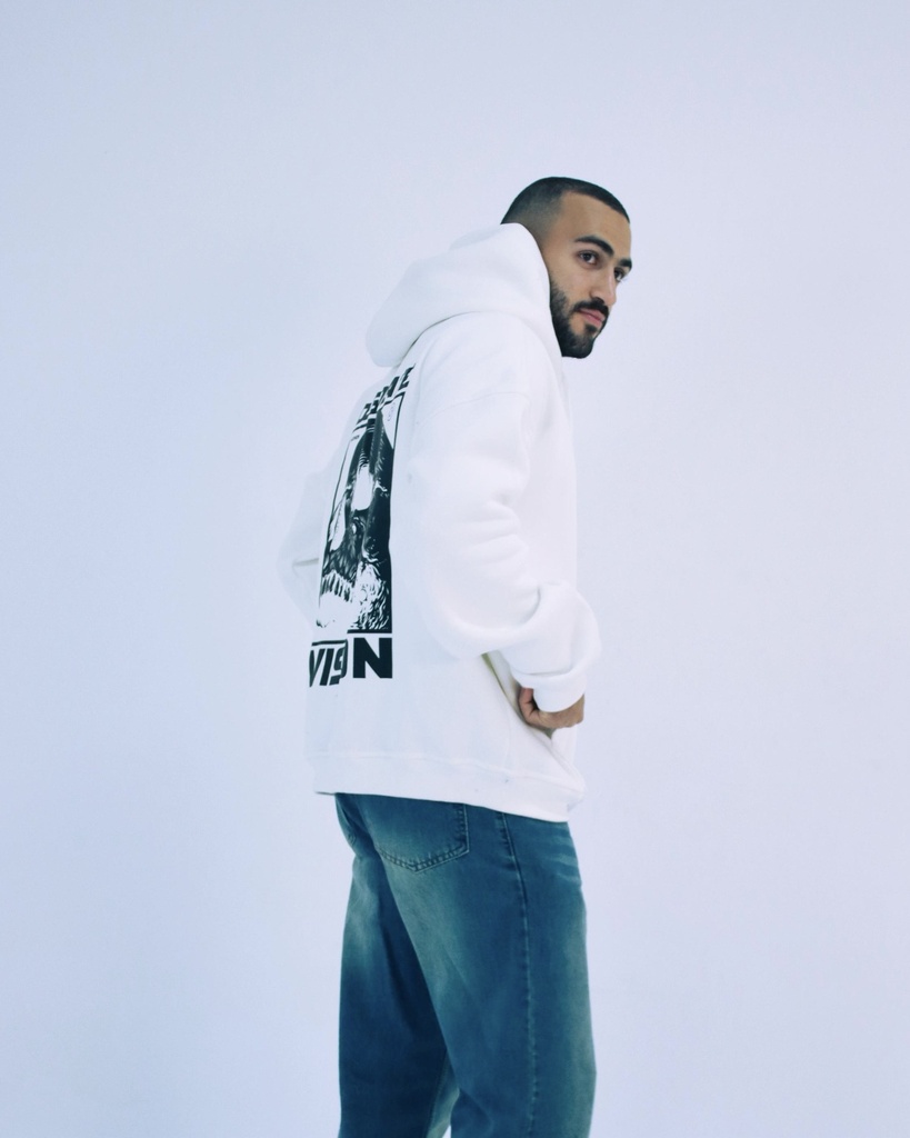 Skull One Size Hoodie White Printed X