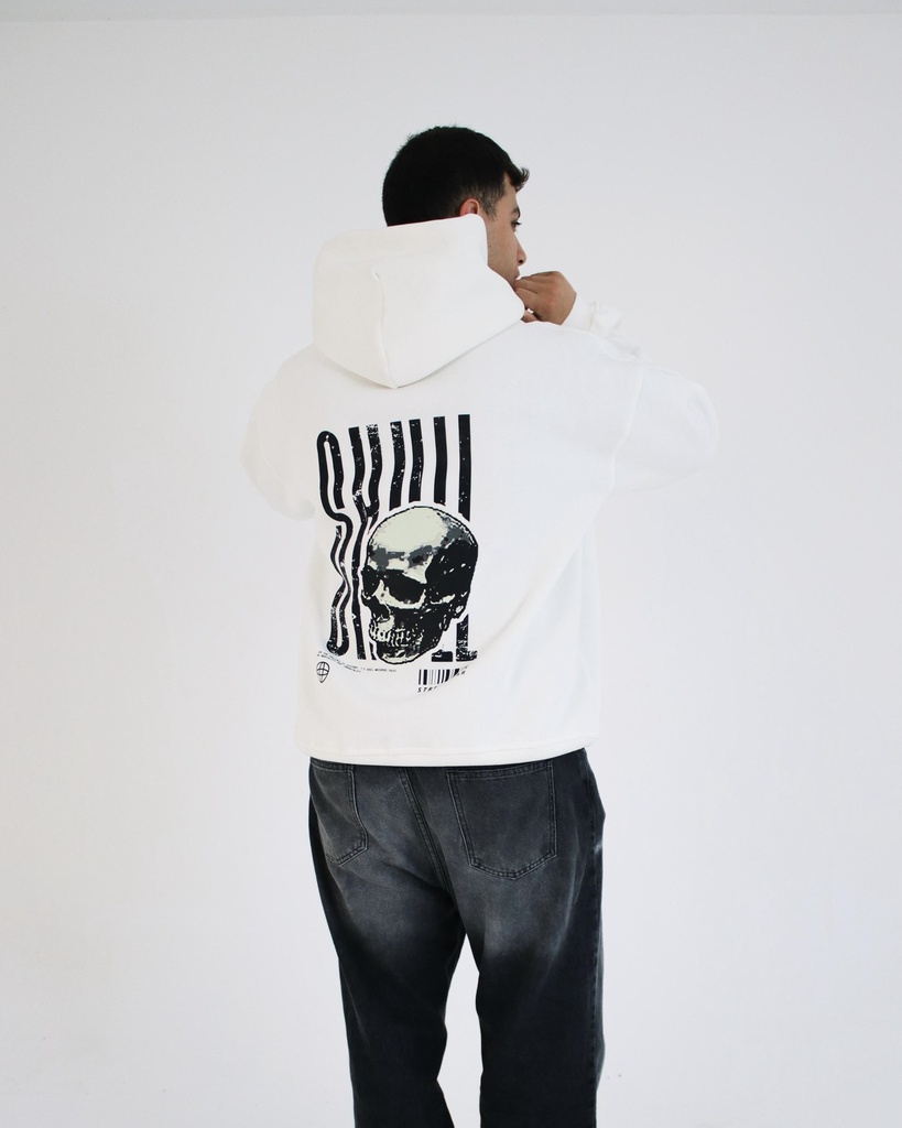 Skull One Size Hoodie White Printed Y