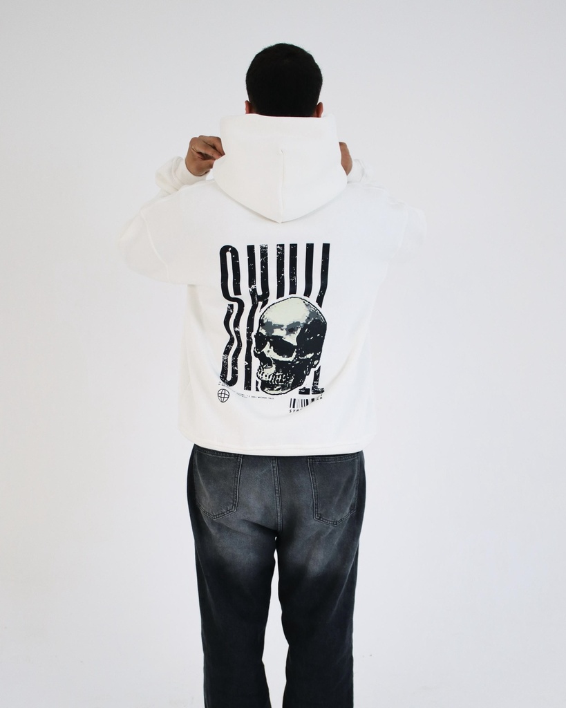 Skull One Size Hoodie White Printed Y