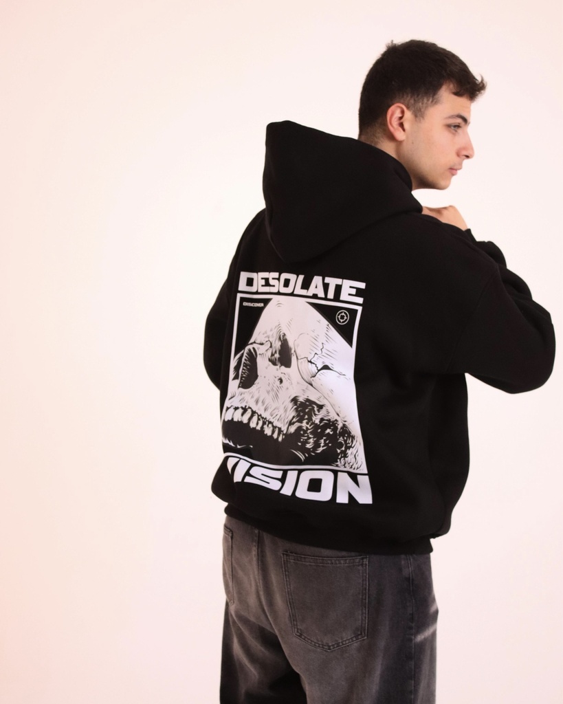 Skull One Sized Hoodie Black Printed X