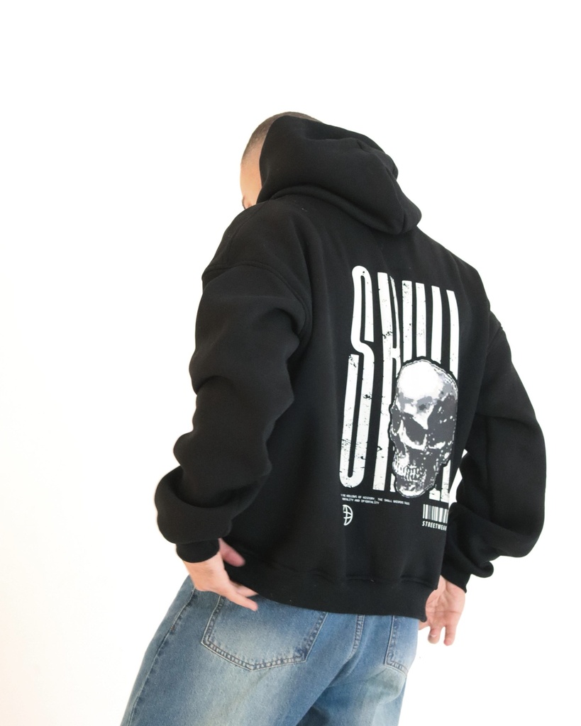 Skull One Size Hoodie Black Printed Y