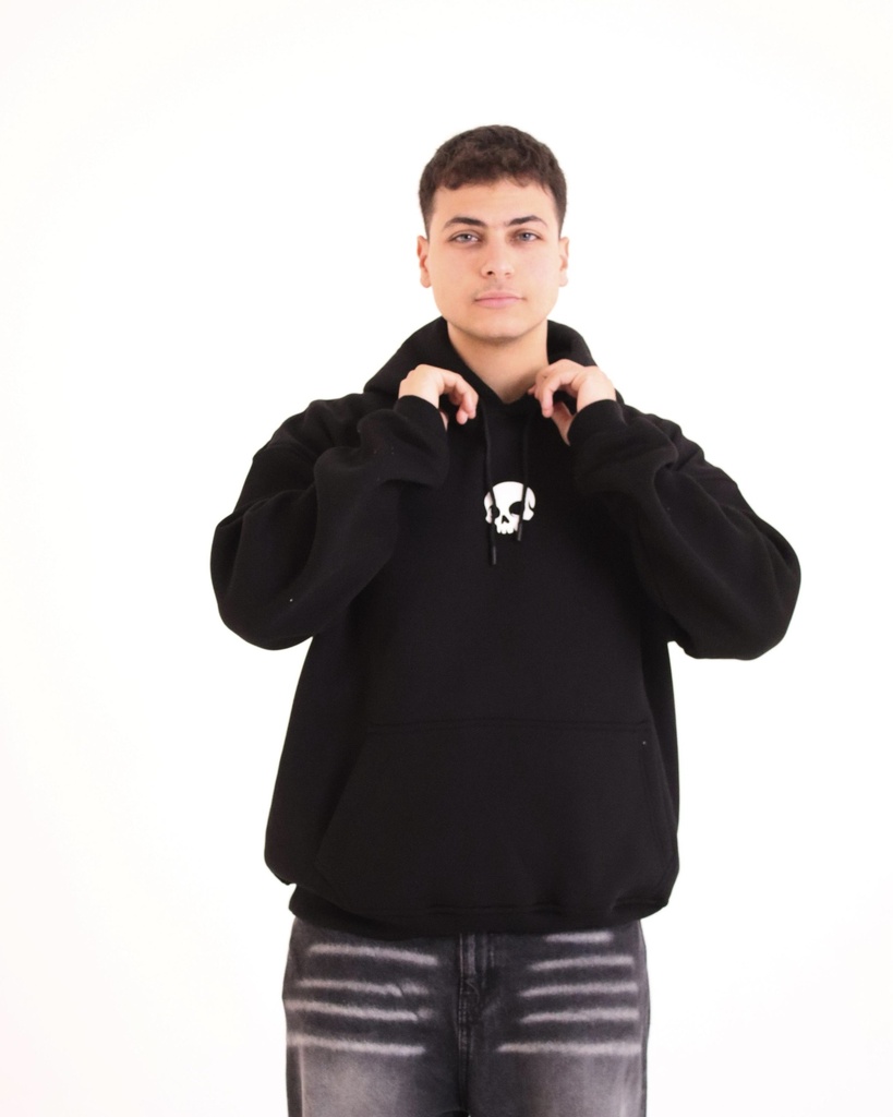 Skull One Sized Hoodie Black Printed X